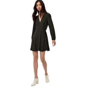Wilfred Diane silk wrap long sleeve dress deep olive green size med